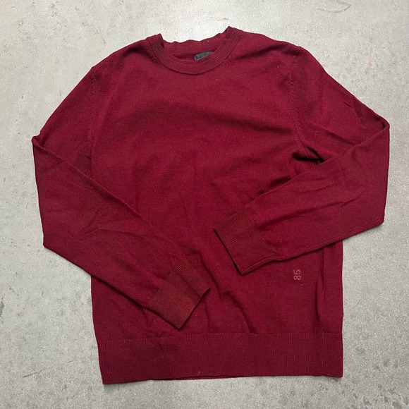 Club Monaco Wool Sweater Mens Small Red Long Sleeve Double Crew Neck Lightweight - Picture 1 of 7